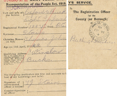 TJ Stairs electoral registration card